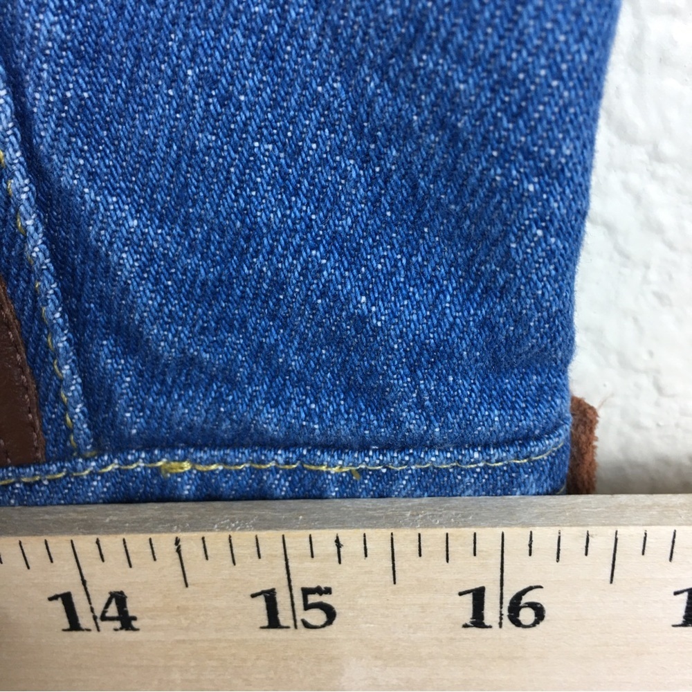 St. Maarten Dallas Vintage Leather Denim Mix Media Studded Vest Sz M - Picture 14 of 15